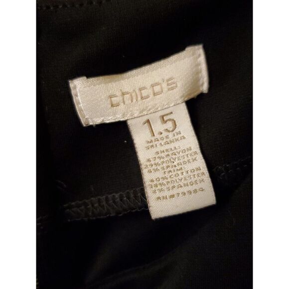 Chicos Black White Rayon Spandex Blend Dress Sz 1.5 Medium Sleeveless‎ - Picture 3 of 4